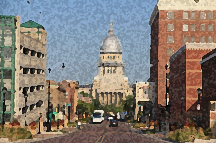 Stylized view of the Illinois State Capitol in Springfield